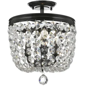 3 Light Vibrant Bronze Transitional  Traditional  Crystal Ceiling Mount Draped In Clear Swarovski Strass Crystal - C193-783-VZ-CL-S