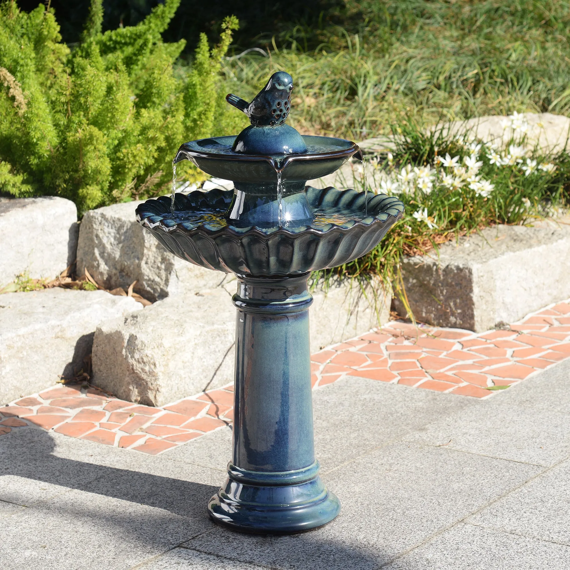 79586-10-BB -  Ceramic Fountain - Blue Tranquility, No Lights