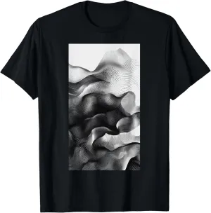 Abstract Horizontal Line Art Monochromatic Modern T-Shirt