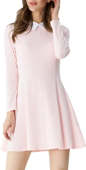 Aphratti Women's Long Sleeve Fall Dresses 2025 Casual Peter Pan Collar A Line Fit and Flare Skater Goth Dress