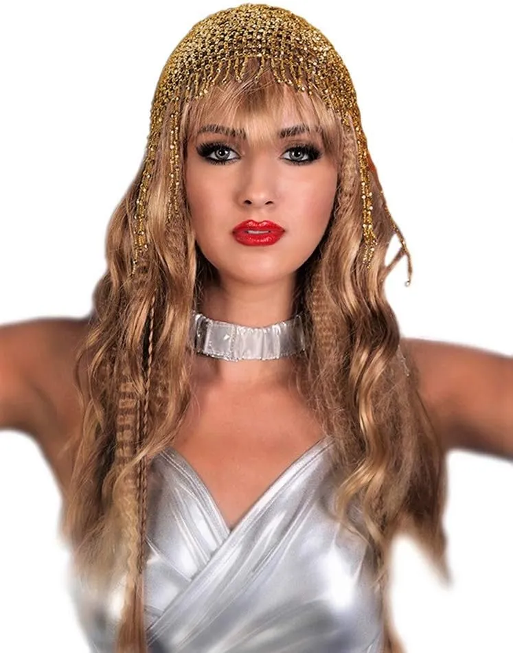 Arsimus Beaded Mesh Gypsy Flapper Cleopatra Boho Cap