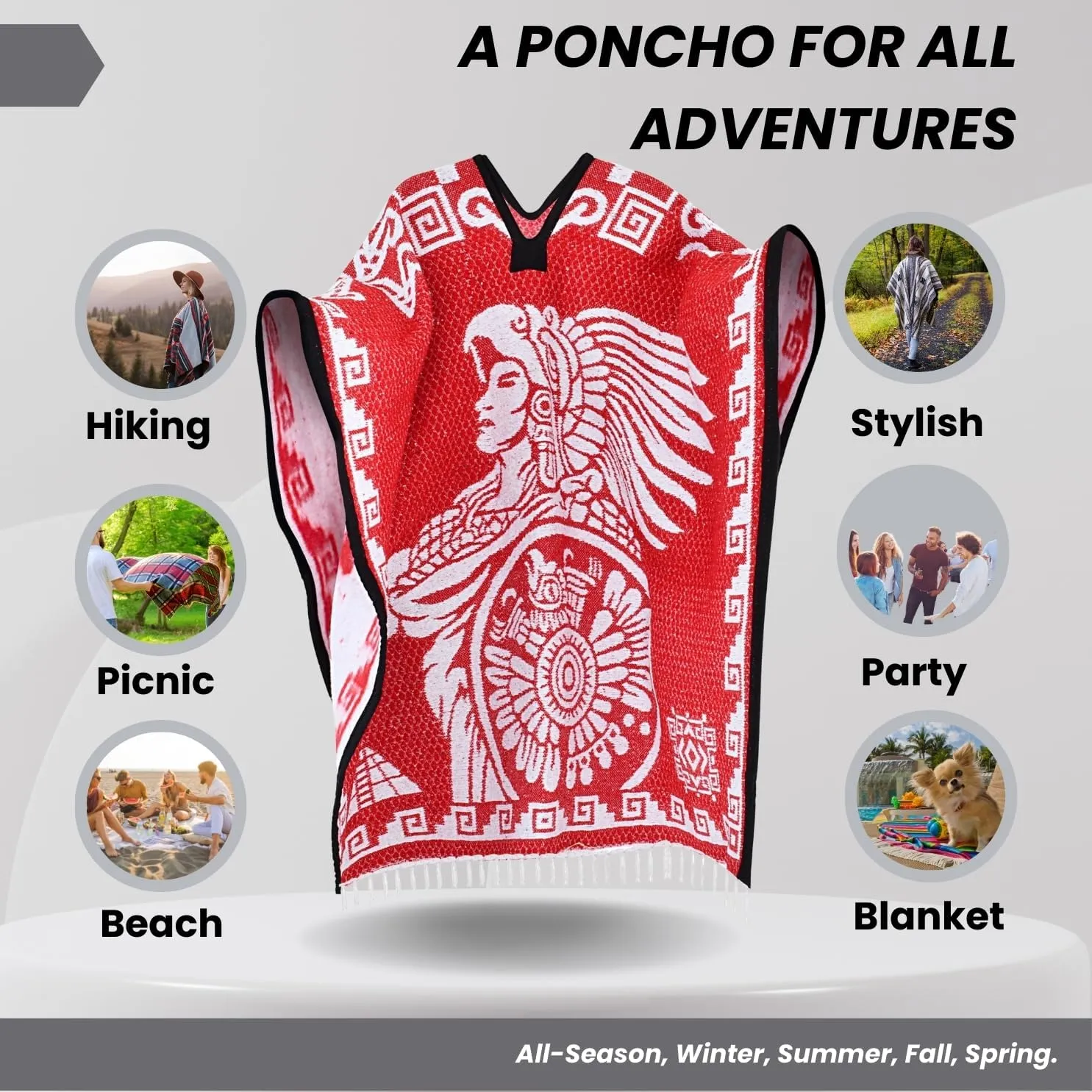 Artisans Bazaar Mexican Poncho Sarape Aztec Men Hombre Mexico Gabanes Mexicanos Western Cowboy Costume Adulto Jorongos