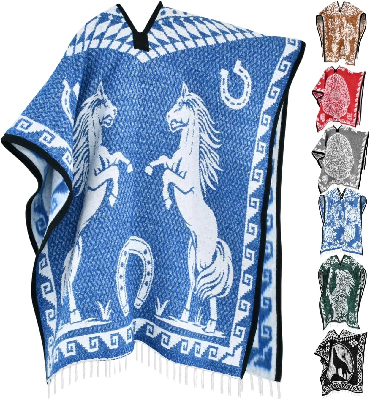 Artisans Bazaar Mexican Poncho Sarape Aztec Men Hombre Mexico Gabanes Mexicanos Western Cowboy Costume Adulto Jorongos