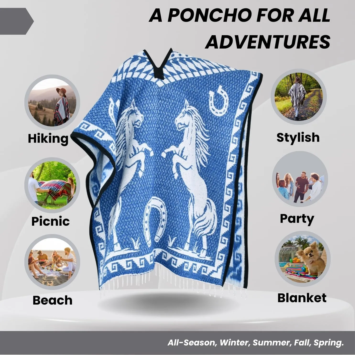 Artisans Bazaar Mexican Poncho Sarape Aztec Men Hombre Mexico Gabanes Mexicanos Western Cowboy Costume Adulto Jorongos