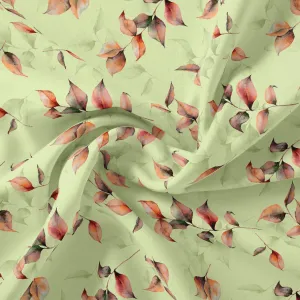Attractive Orange Gradient Leaves Digital Printed Fabric