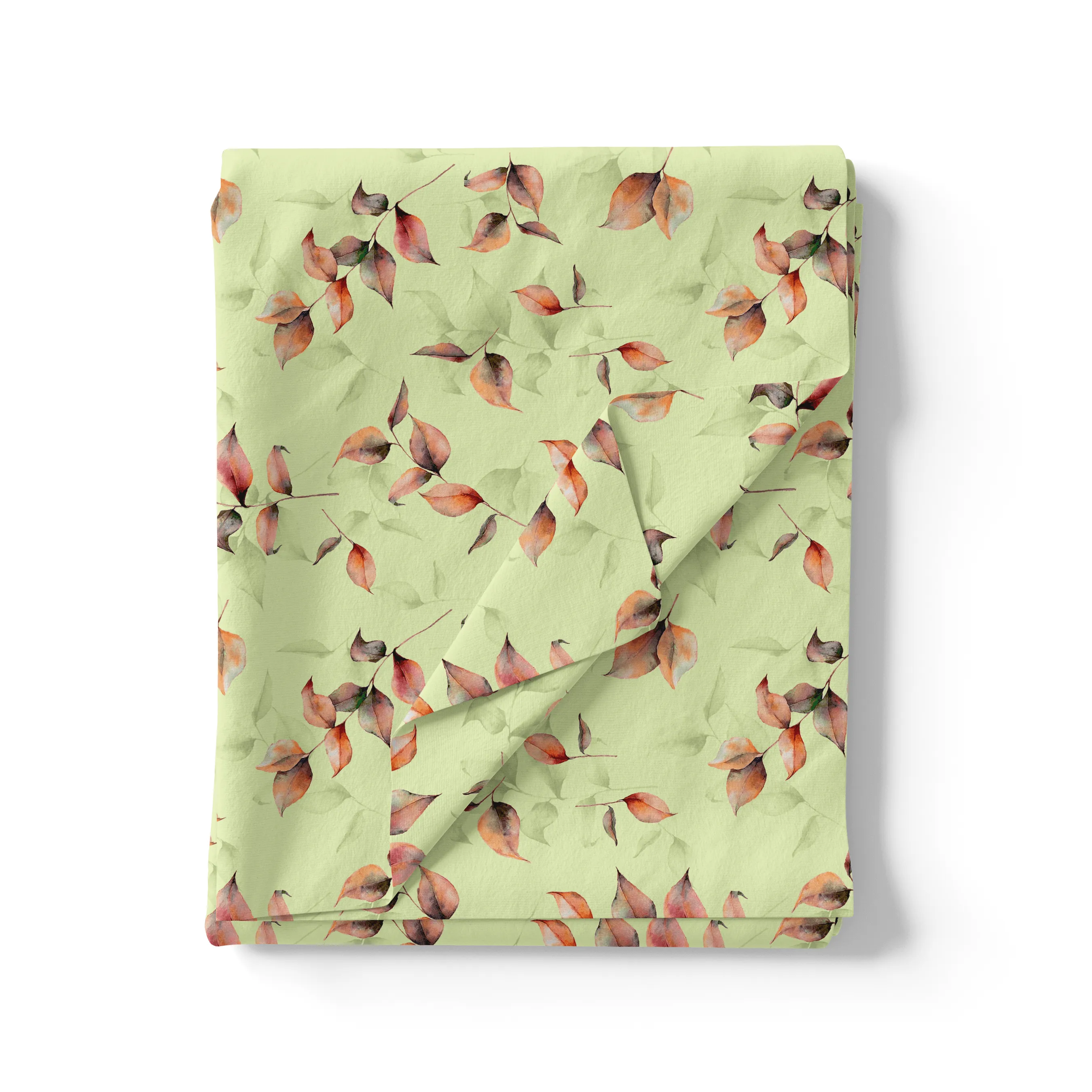 Attractive Orange Gradient Leaves Digital Printed Fabric