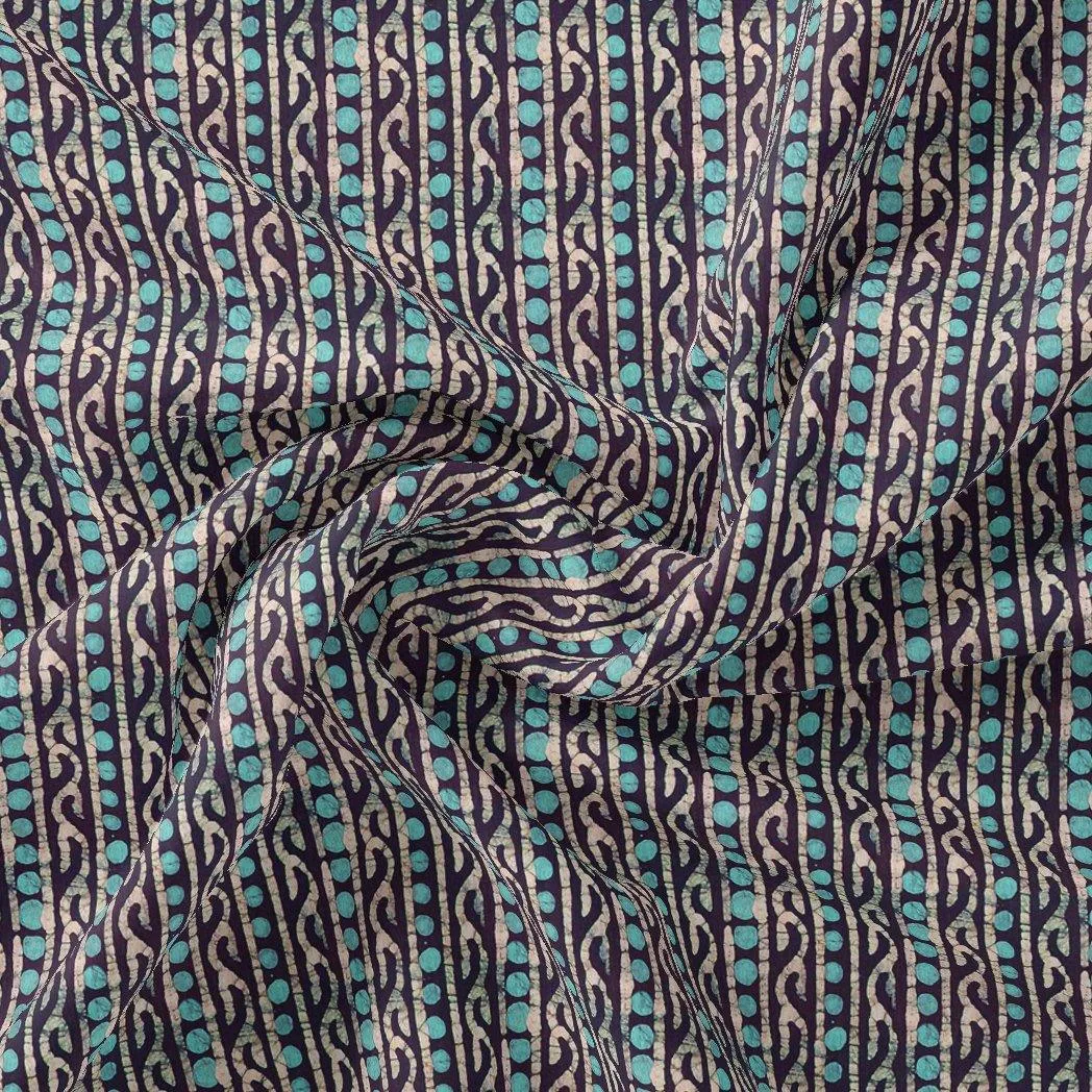Attractive Polka Dot With Strips Digital Printed Fabric
