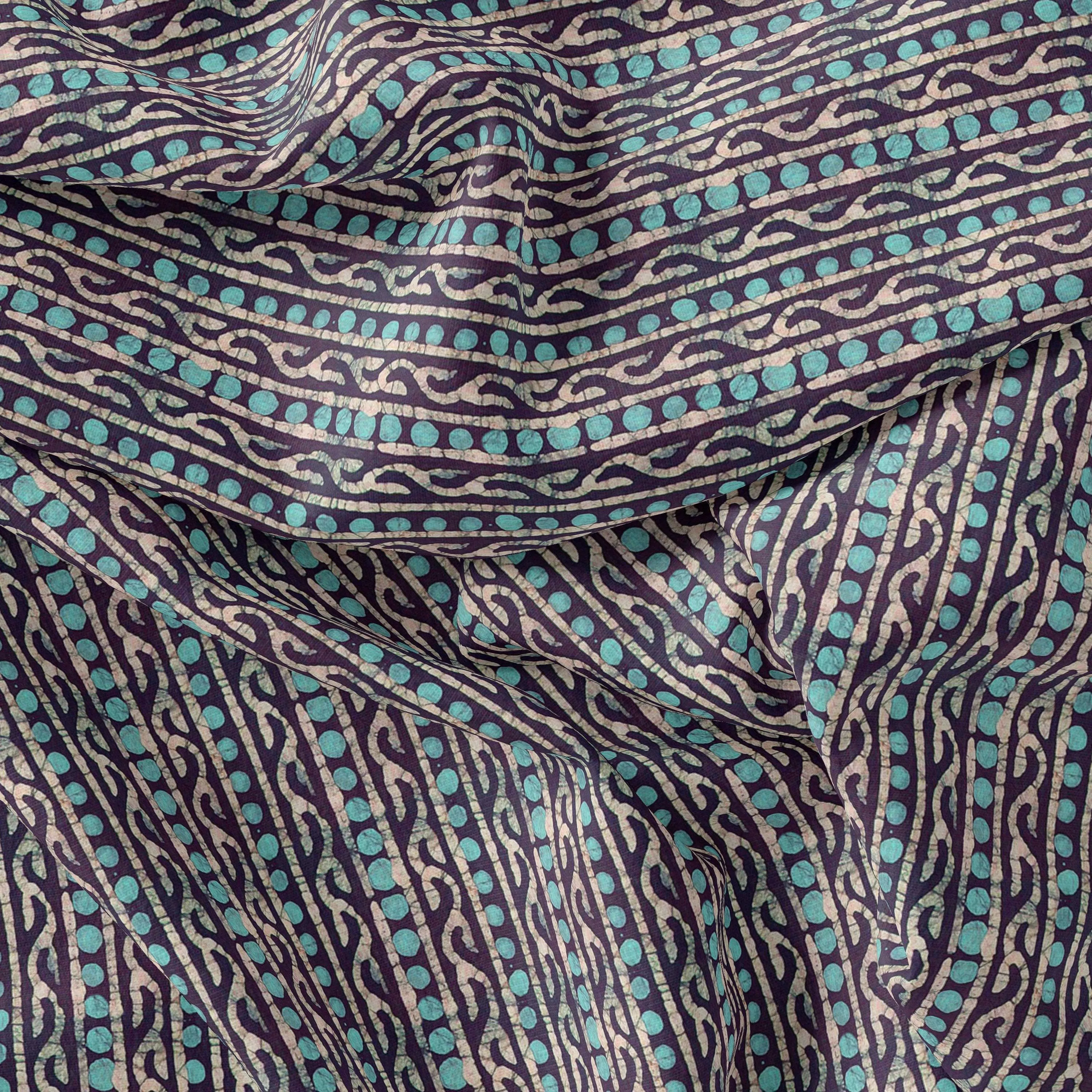 Attractive Polka Dot With Strips Digital Printed Fabric