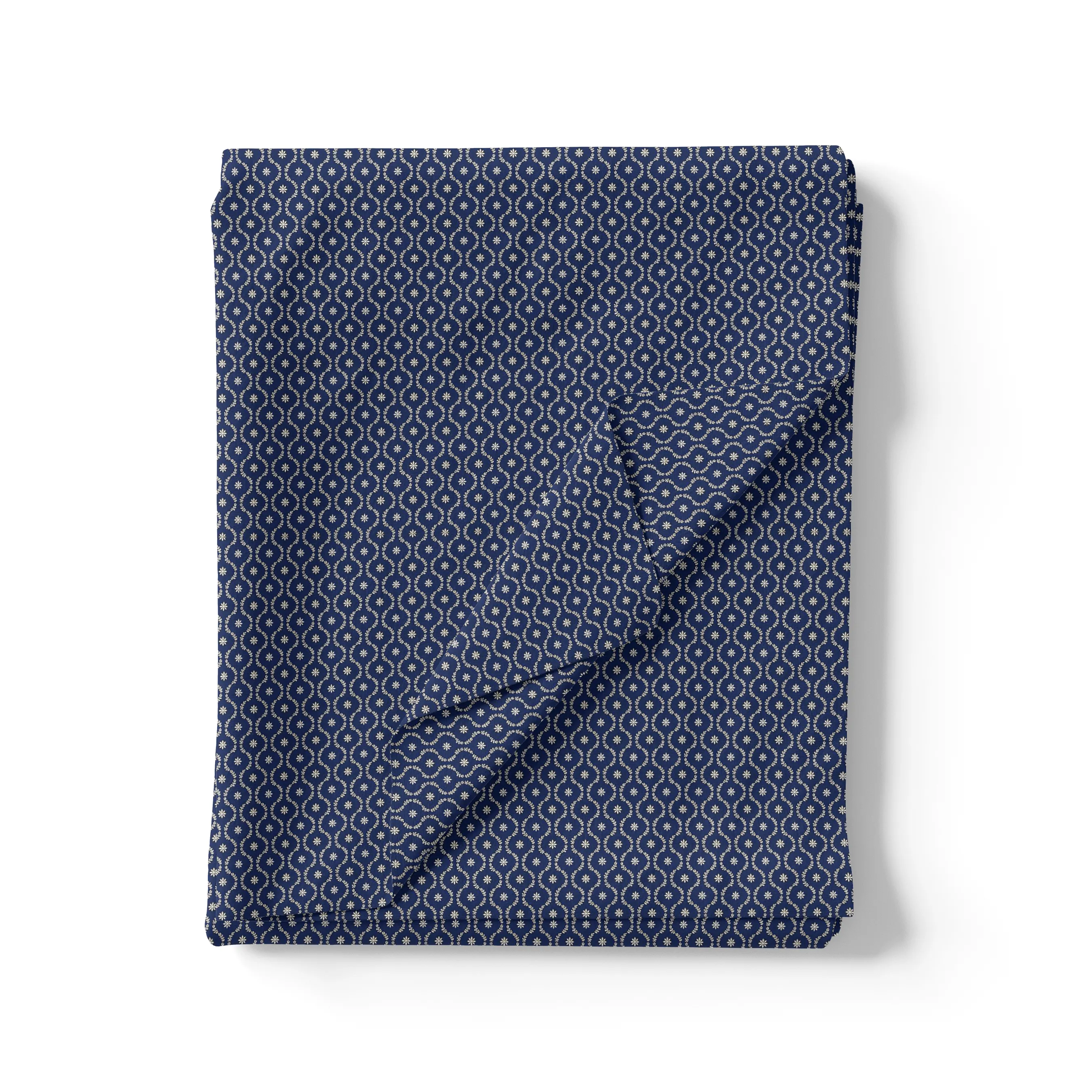 Attractive Tiny Blue Star Ogee Digital Printed Fabric