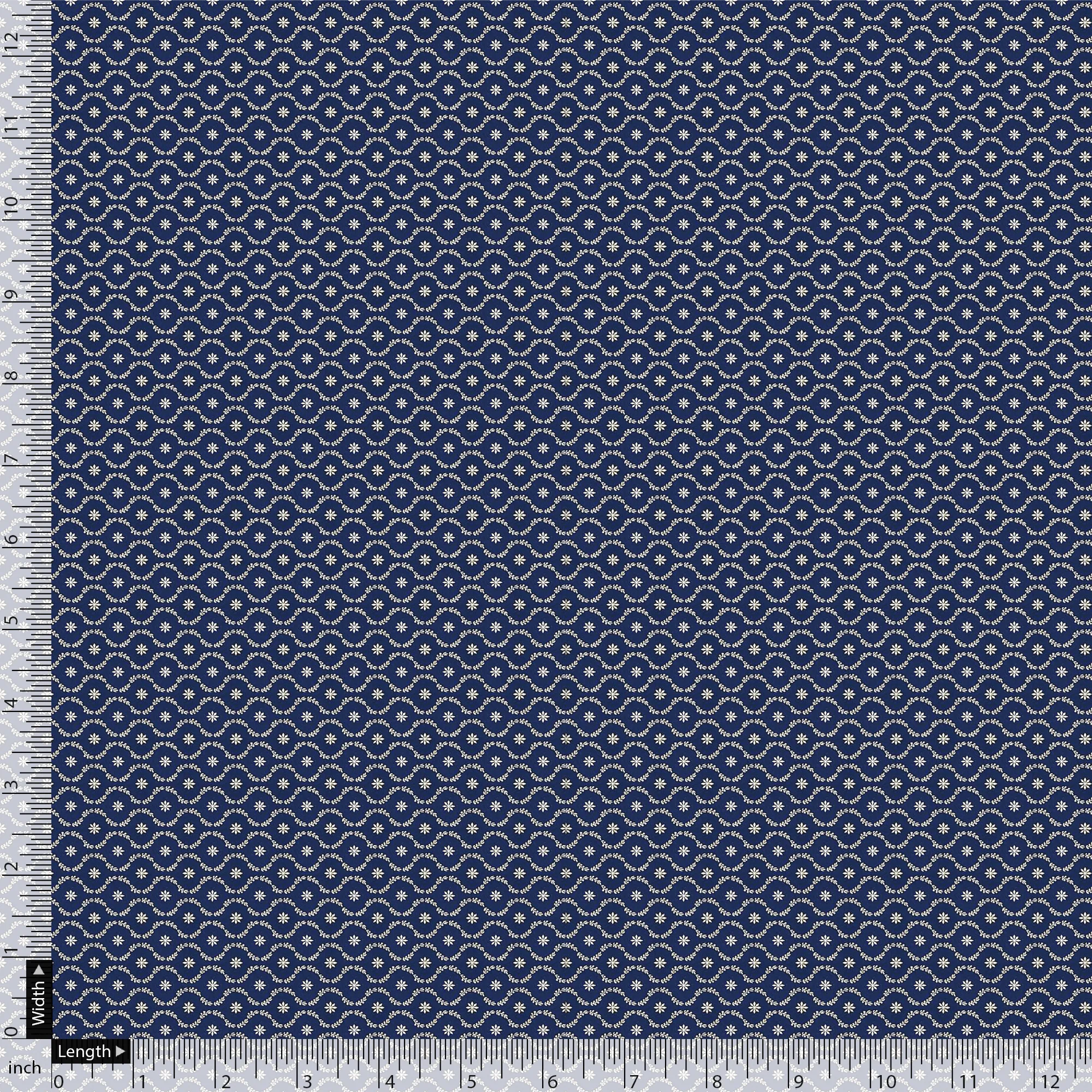 Attractive Tiny Blue Star Ogee Digital Printed Fabric