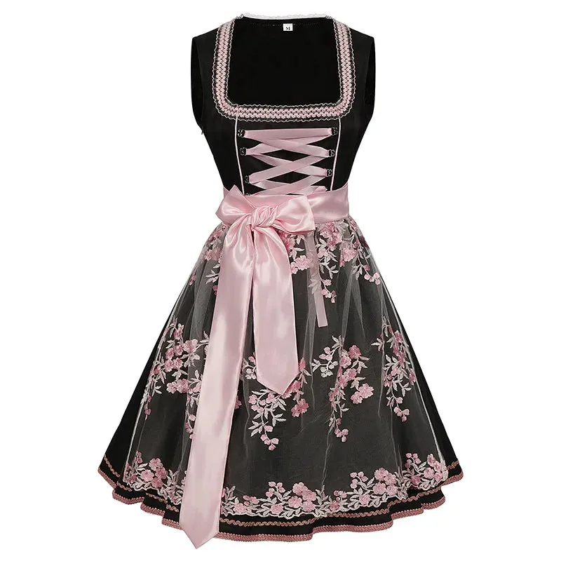 Authentic Bavarian Dirndl Dress for Oktoberfest Cosplay & Halloween