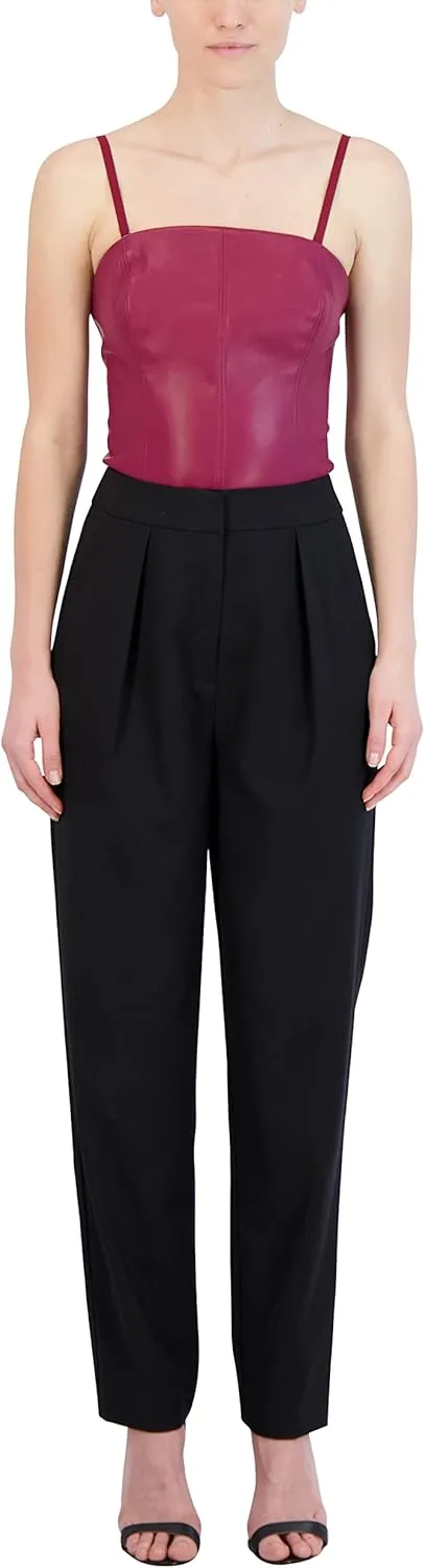 BCBGMAXAZRIA Women's Faux Leather Pant Pocket Wide Leg Trouser