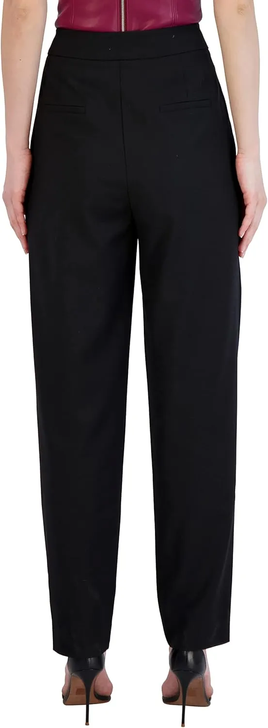 BCBGMAXAZRIA Women's Faux Leather Pant Pocket Wide Leg Trouser