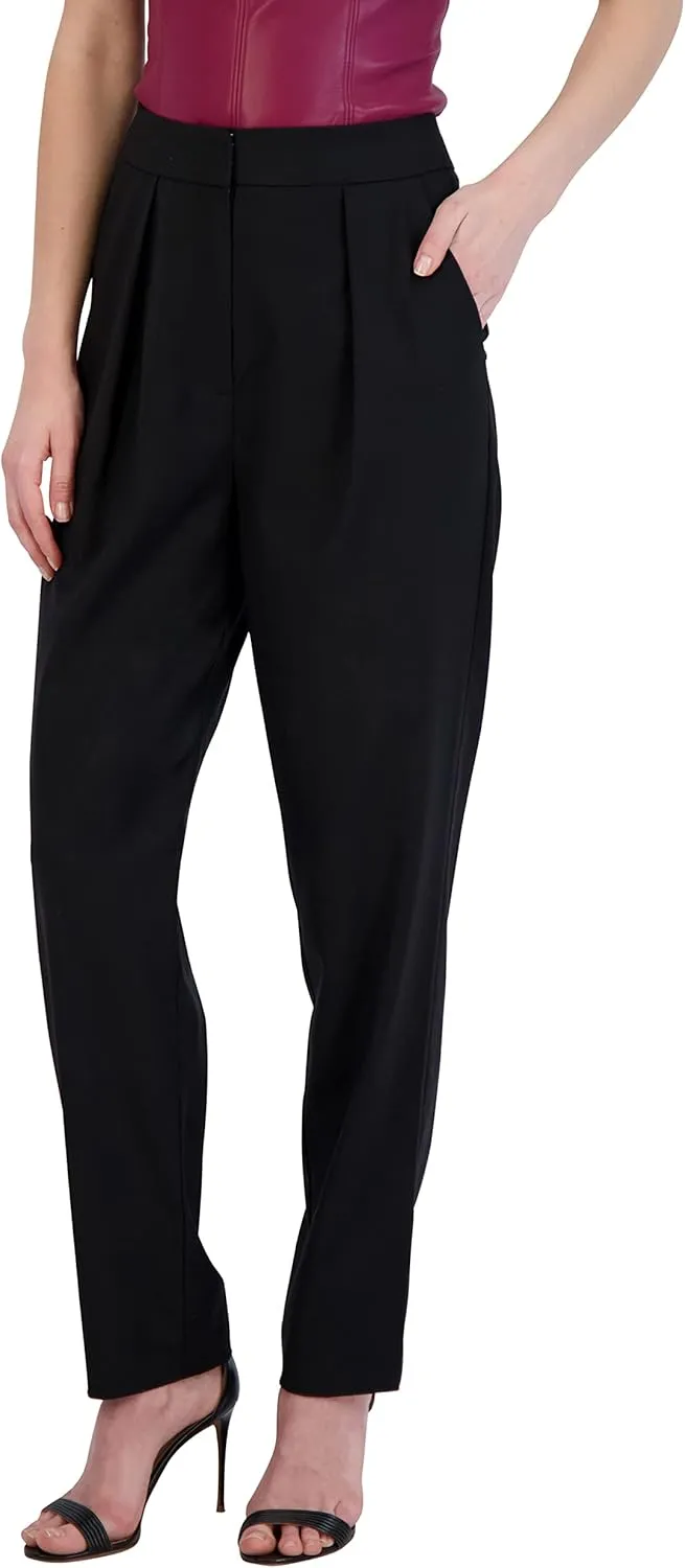BCBGMAXAZRIA Women's Faux Leather Pant Pocket Wide Leg Trouser