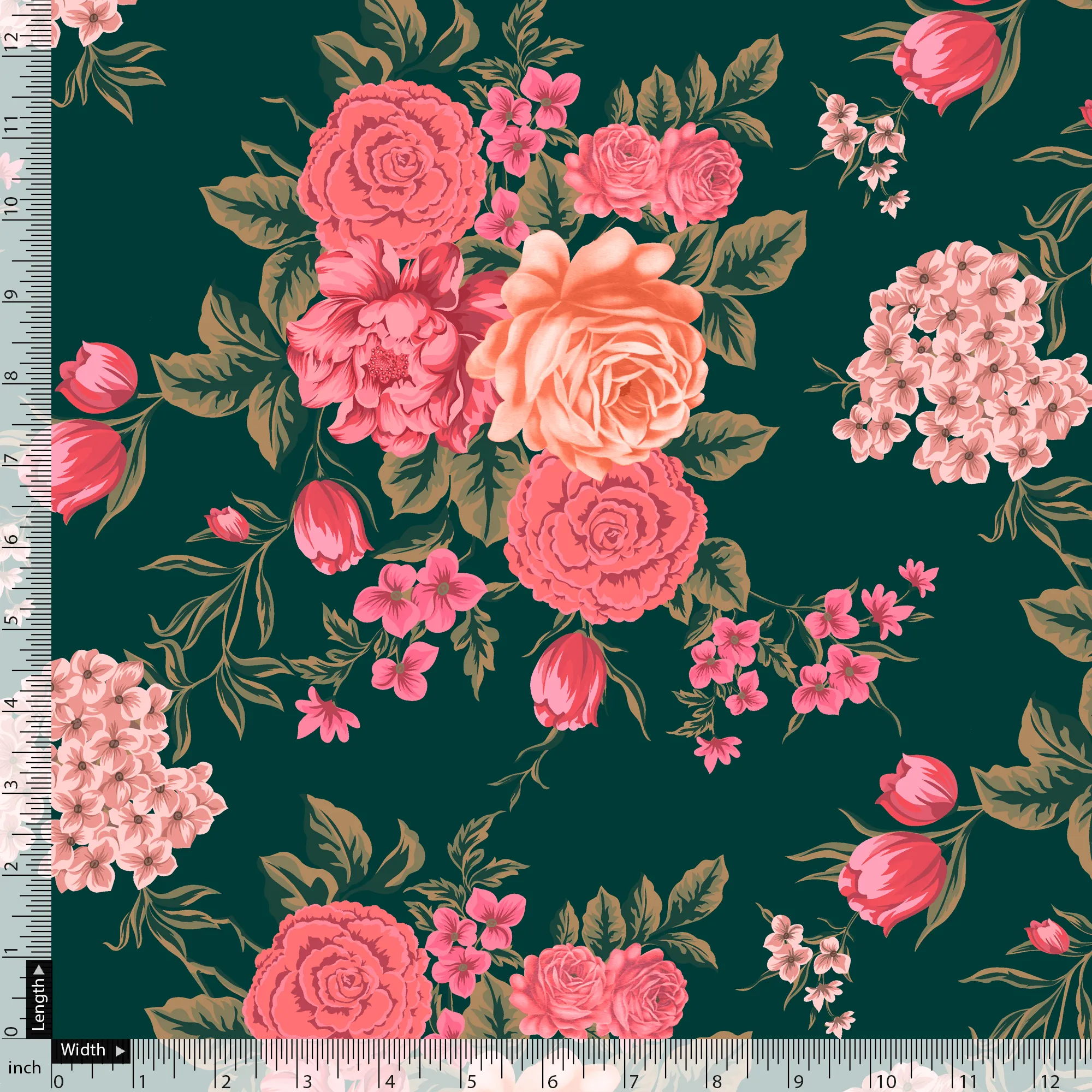 Beautiful Flower Pattern With Buds Digital Printed Fabric