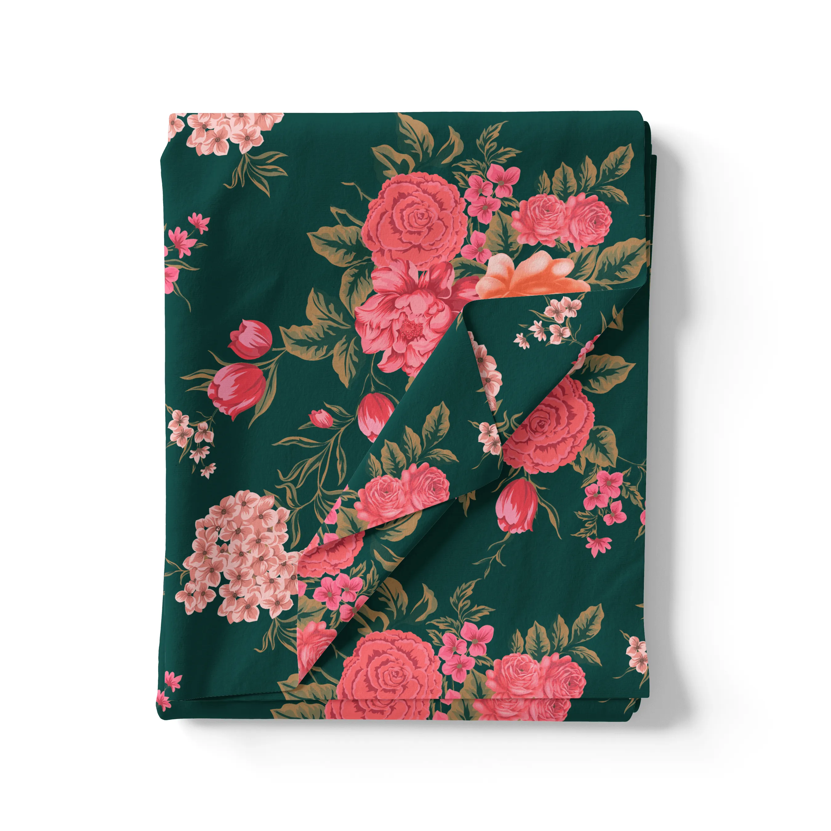Beautiful Flower Pattern With Buds Digital Printed Fabric