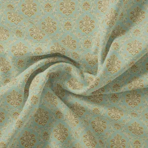 Beautiful Golden Fleur De Lis Pattern Digital Printed Fabric