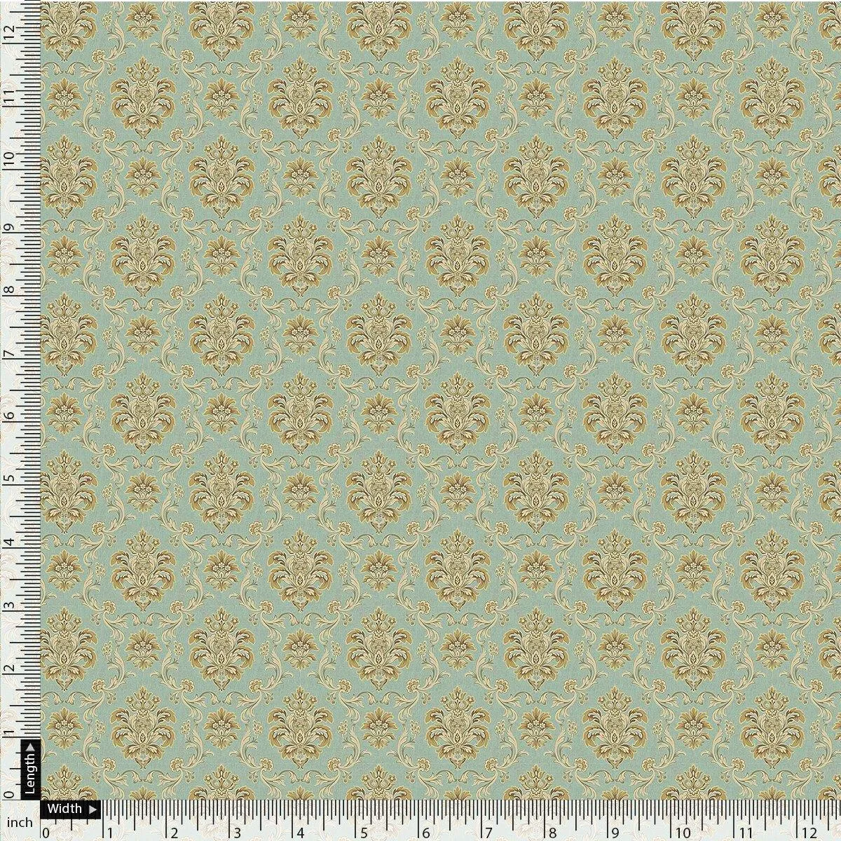 Beautiful Golden Fleur De Lis Pattern Digital Printed Fabric