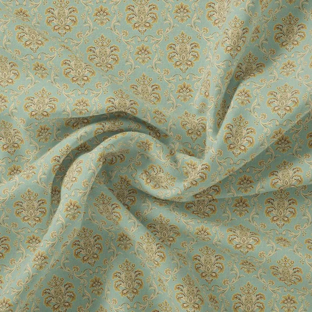 Beautiful Golden Fleur De Lis Pattern Digital Printed Fabric