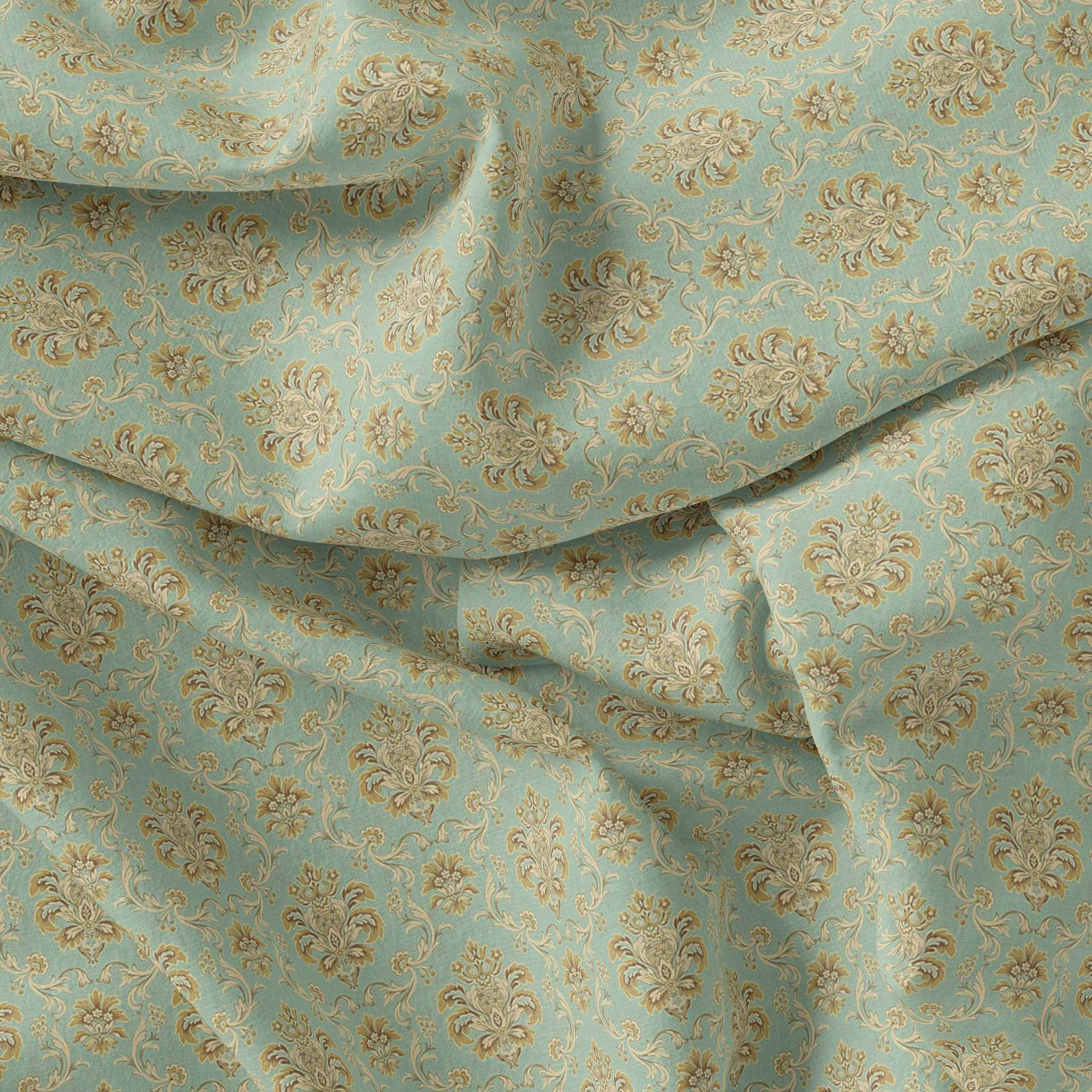 Beautiful Golden Fleur De Lis Pattern Digital Printed Fabric