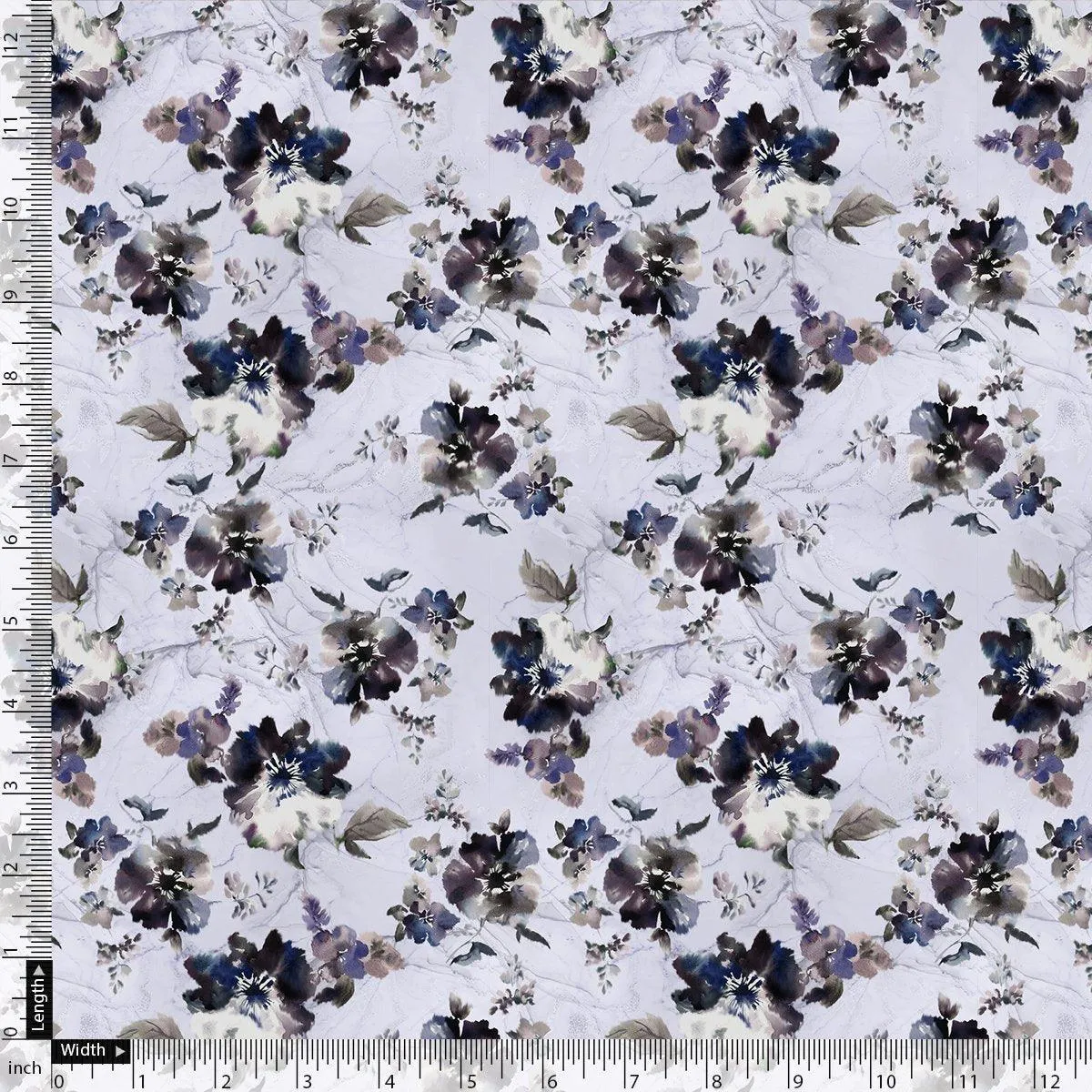 Beautiful Pansy Blue Flower Digital Printed Fabric
