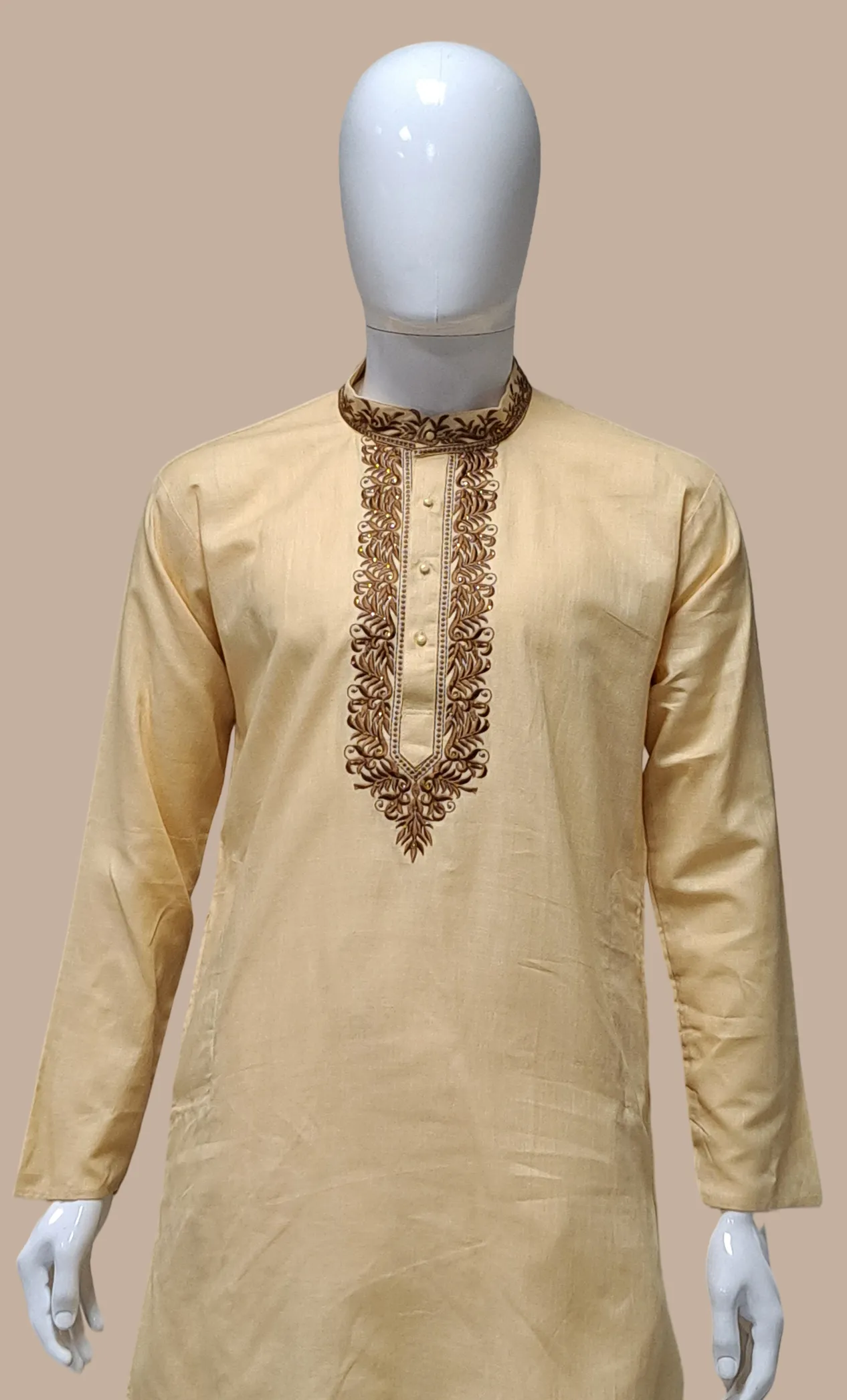 Beige Embroidered Kurta Set