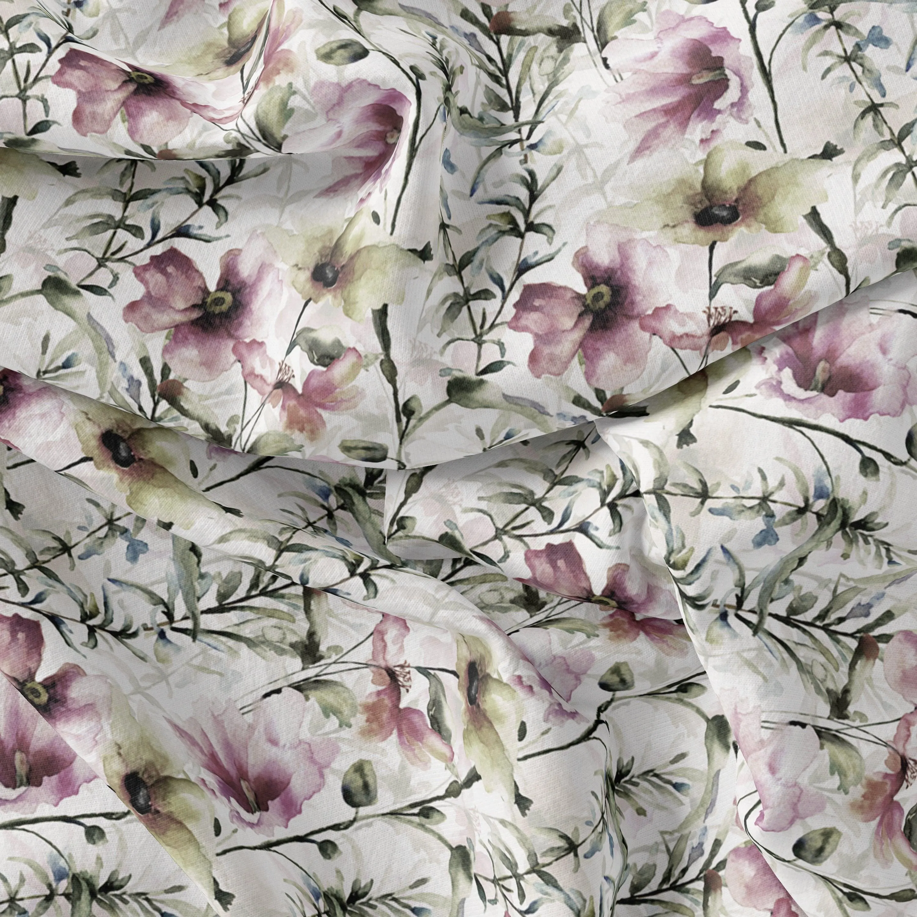 Big Flower Purple Orchid Digital Printed Fabric