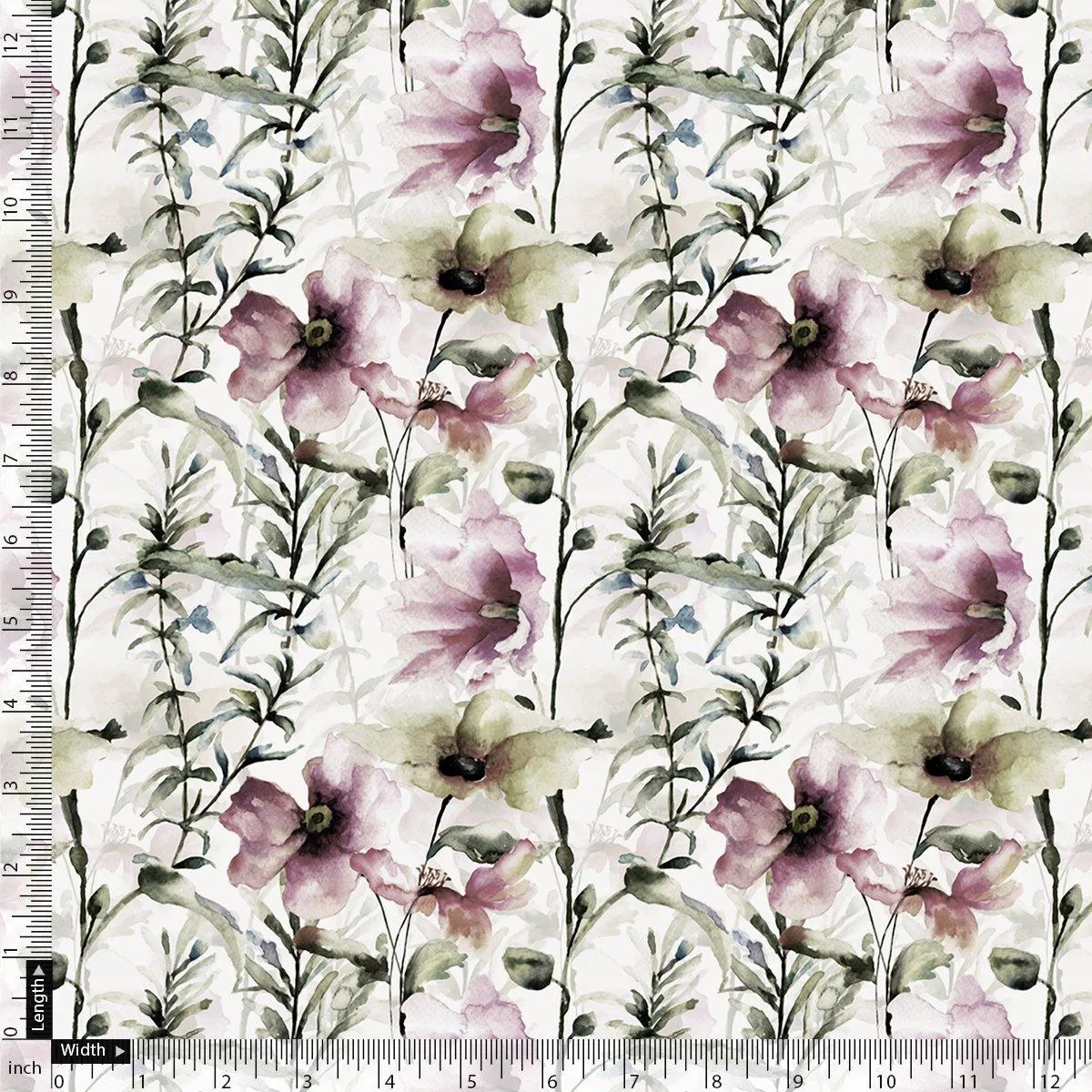 Big Flower Purple Orchid Digital Printed Fabric