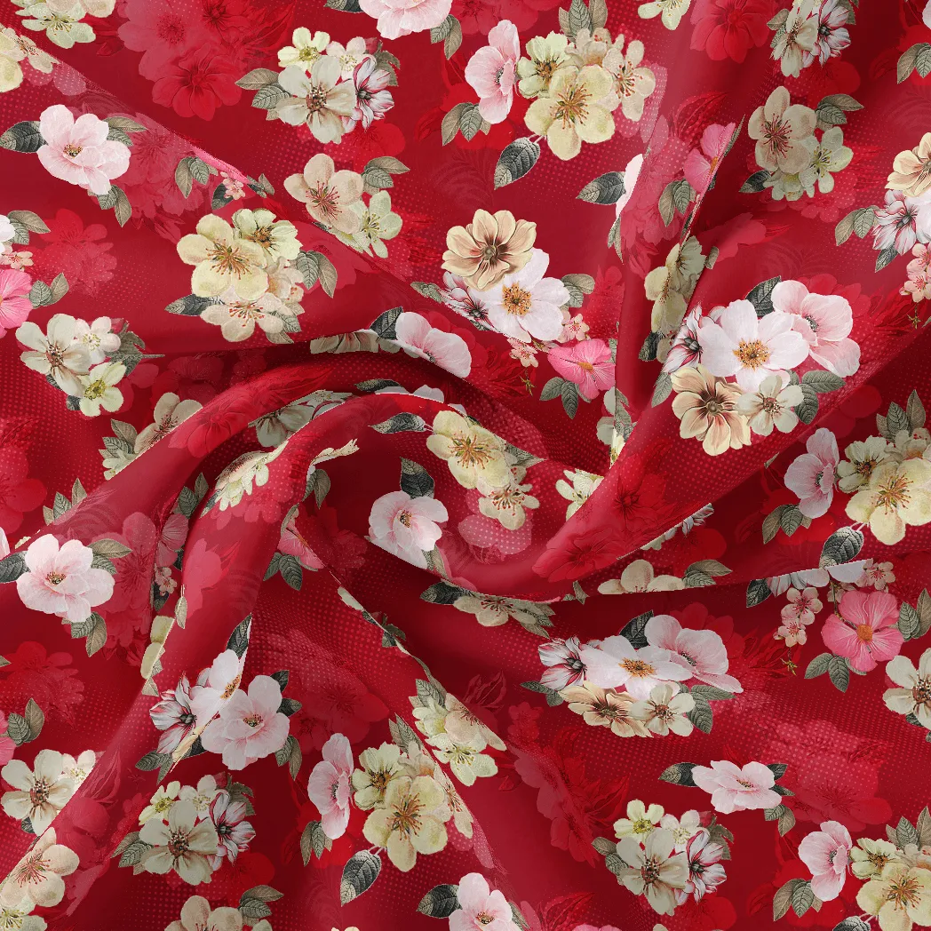 Big Narcissus Multi Colour Flower Digital Printed Fabric
