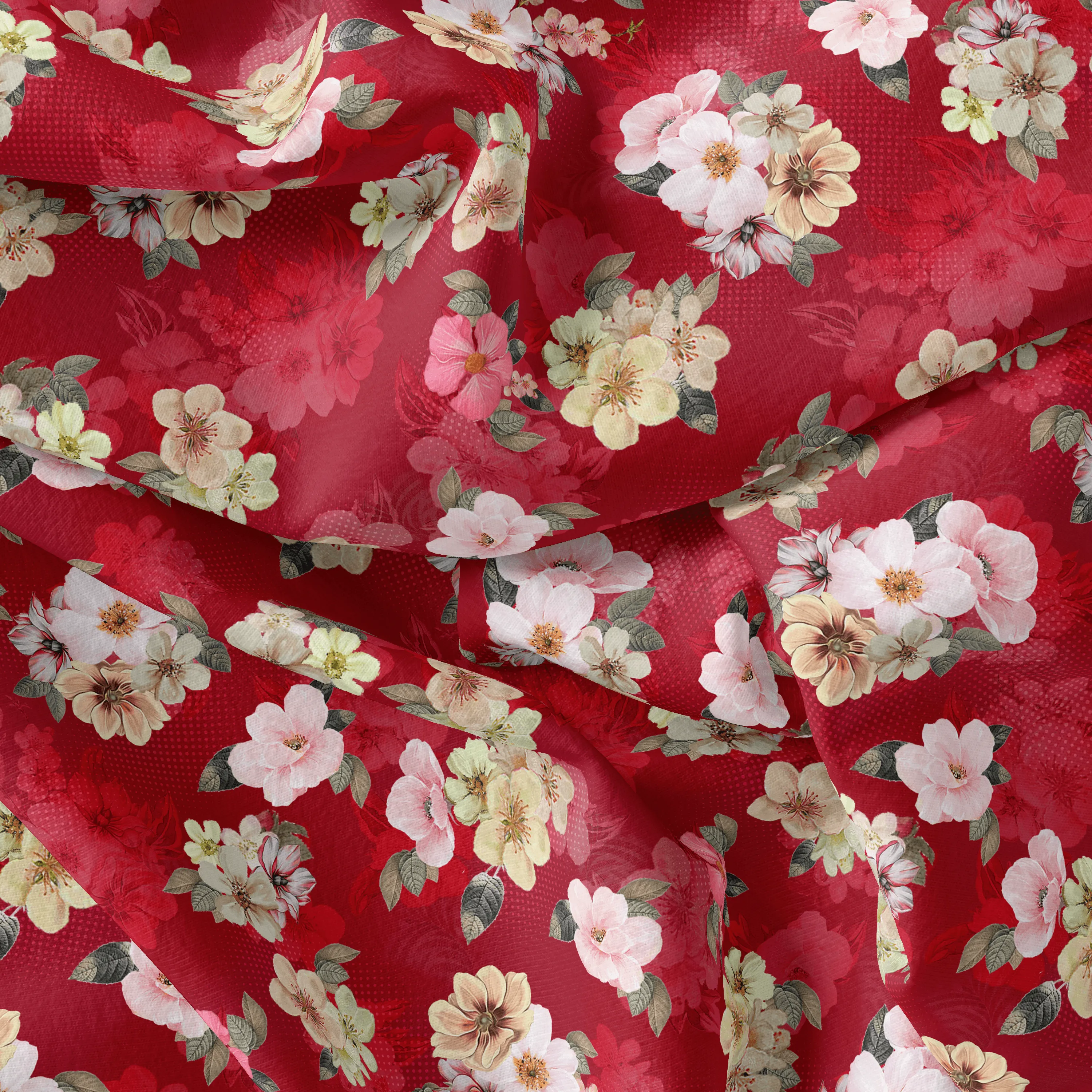 Big Narcissus Multi Colour Flower Digital Printed Fabric