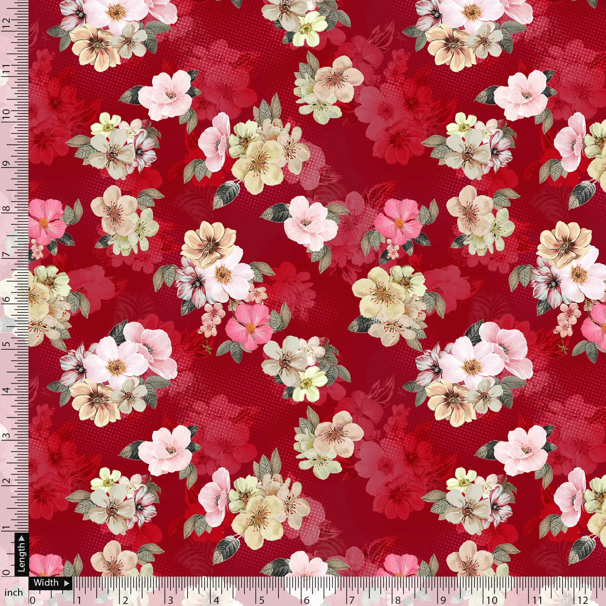 Big Narcissus Multi Colour Flower Digital Printed Fabric