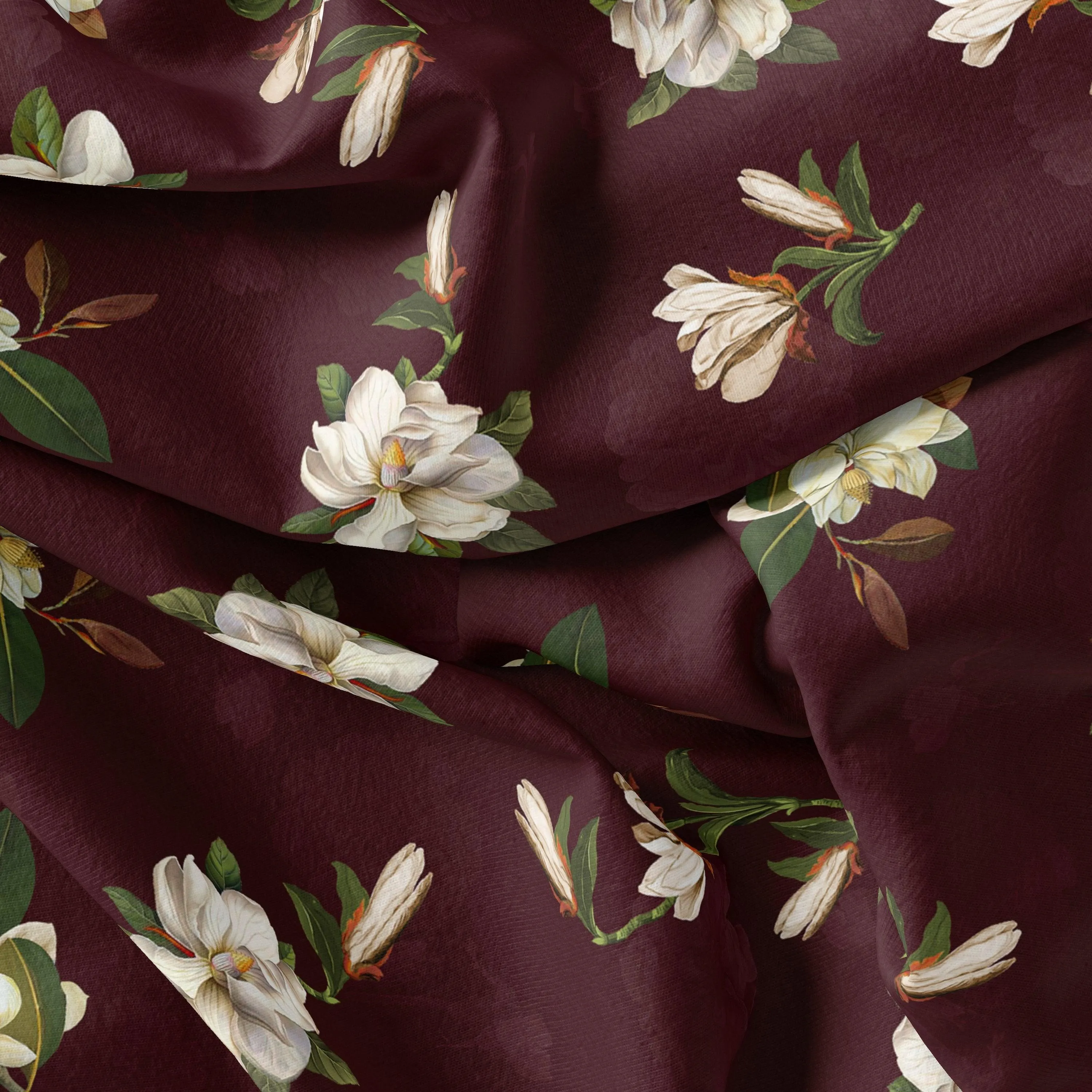 Big White Flower Repeat Digital Printed Fabric