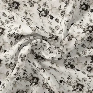 Black And White Orchid Digital Printed Fabric