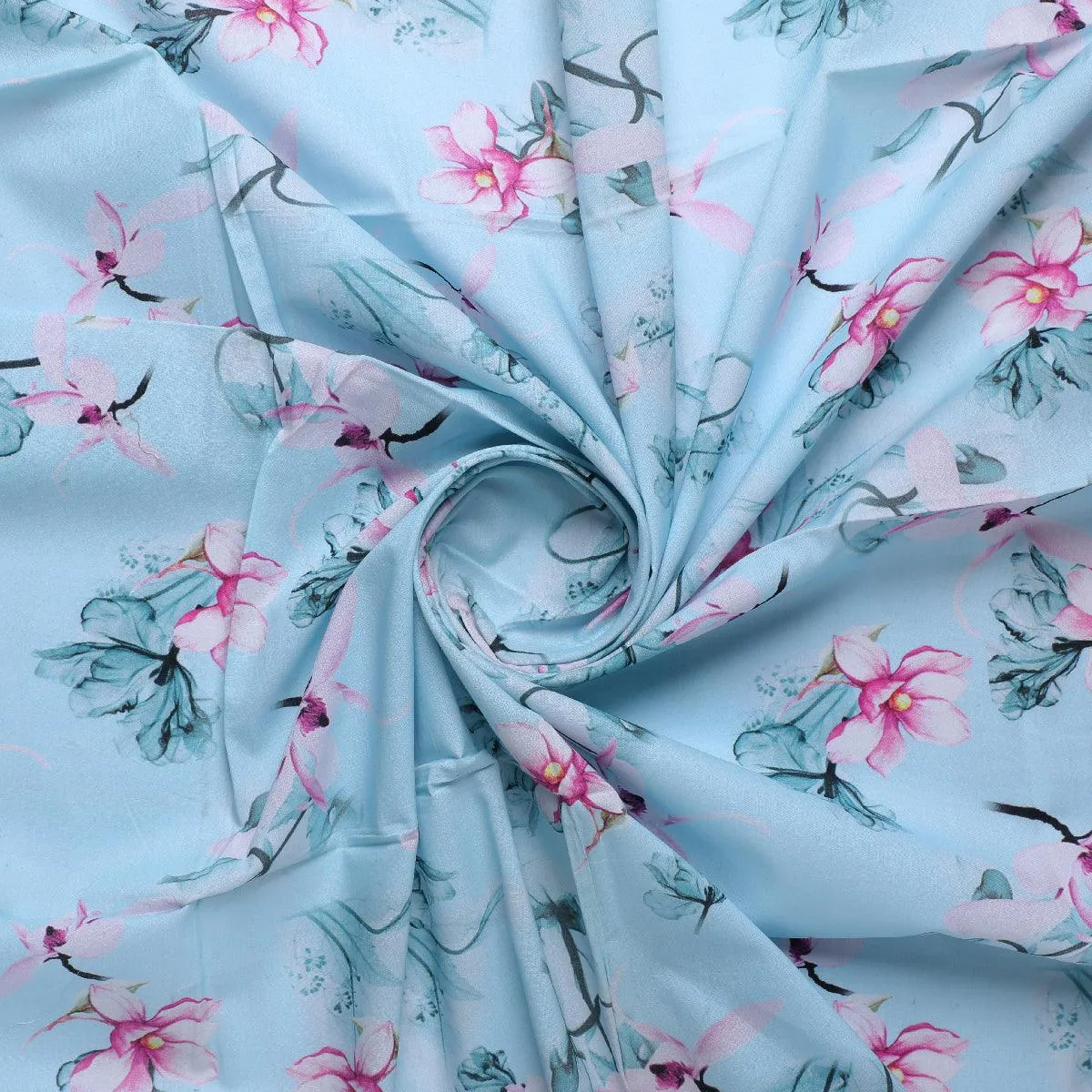 Blue Floral Digital Printed Fabric