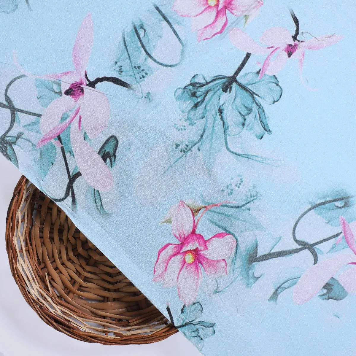 Blue Floral Digital Printed Fabric
