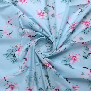 Blue Floral Digital Printed Fabric