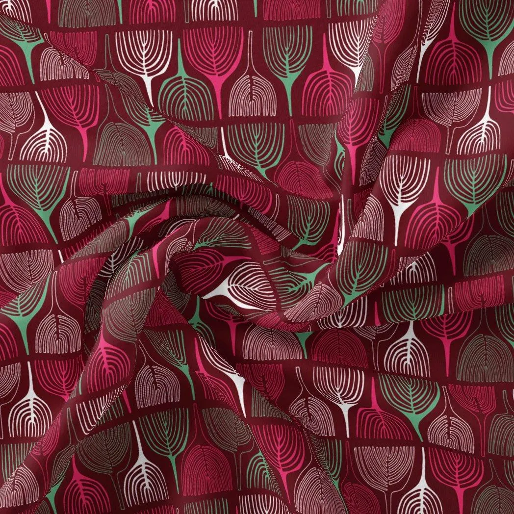 Bold Colourful Mahogany Leaf Digital Printed Fabric