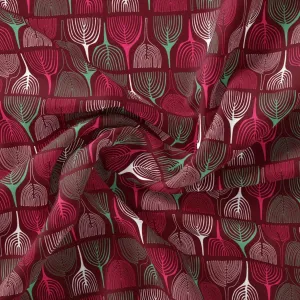 Bold Colourful Mahogany Leaf Digital Printed Fabric