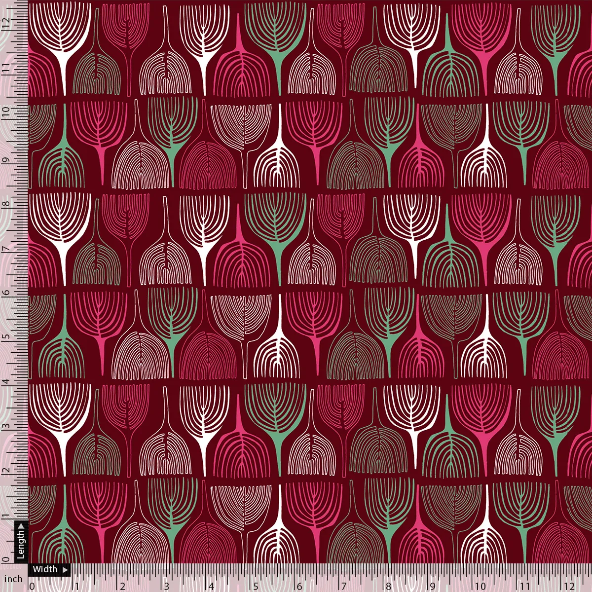 Bold Colourful Mahogany Leaf Digital Printed Fabric