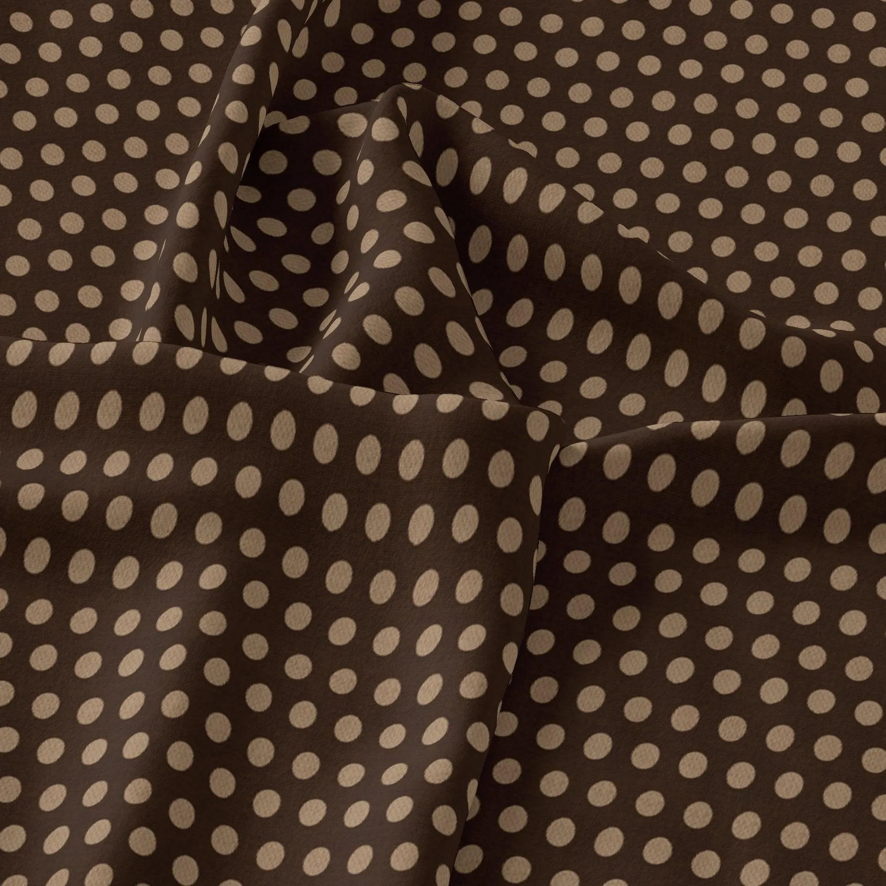 Brown Polka Dot Digital Printed Fabric