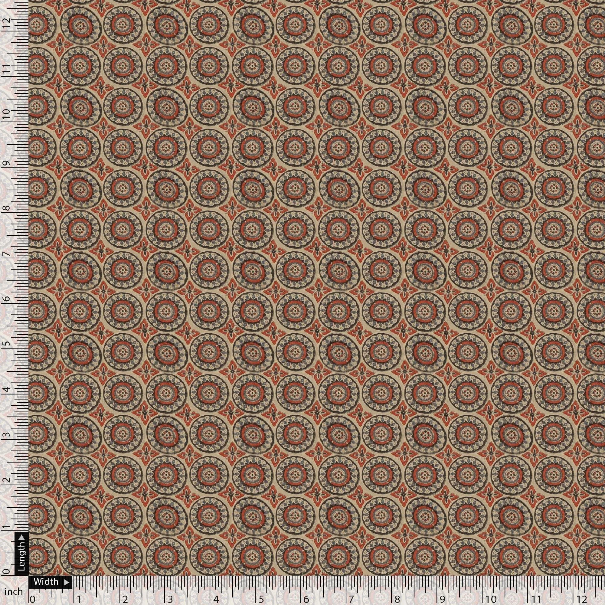 Browny Abstract Circle Repeat Digital Printed Fabric