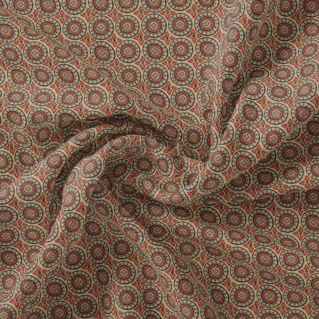 Browny Abstract Circle Repeat Digital Printed Fabric