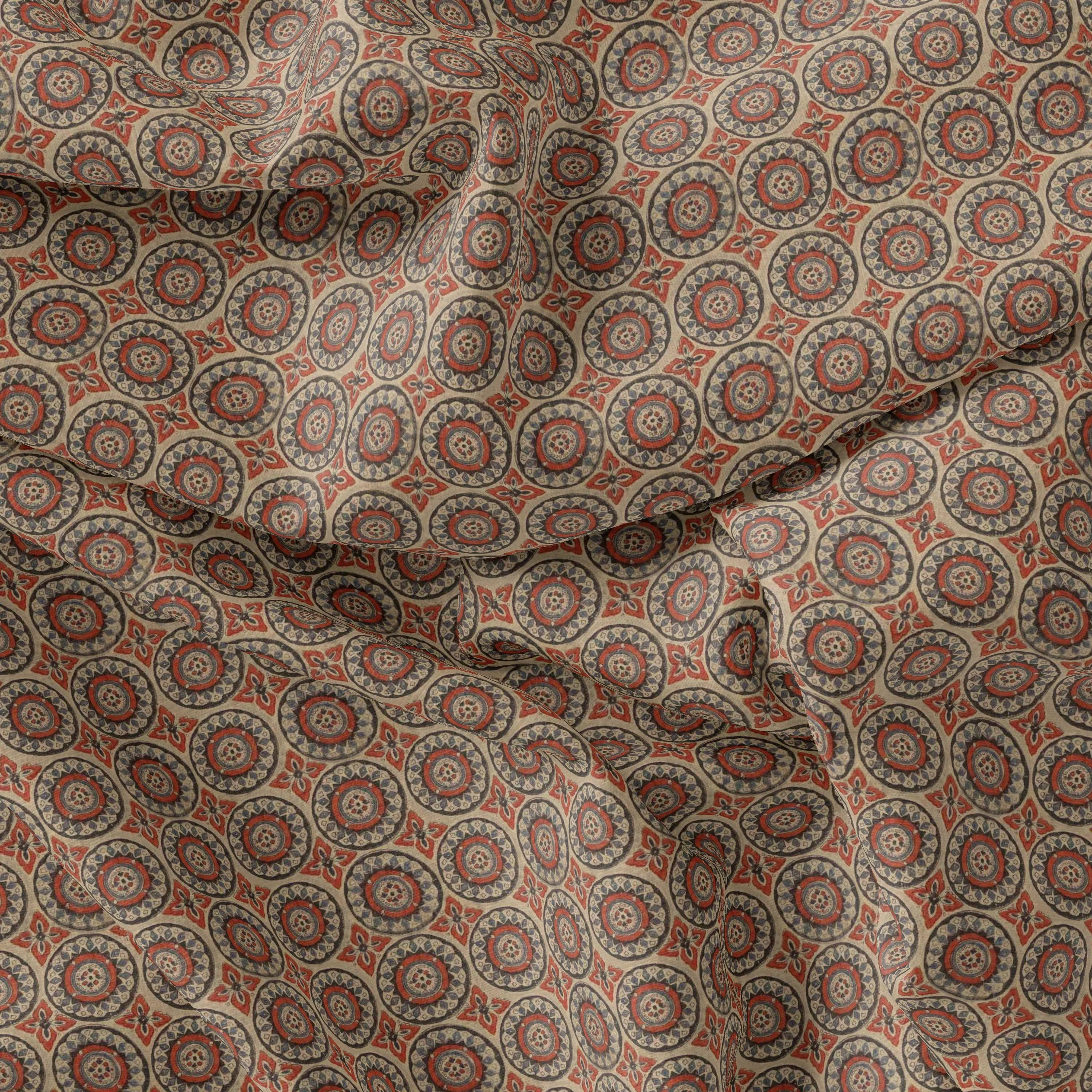 Browny Abstract Circle Repeat Digital Printed Fabric
