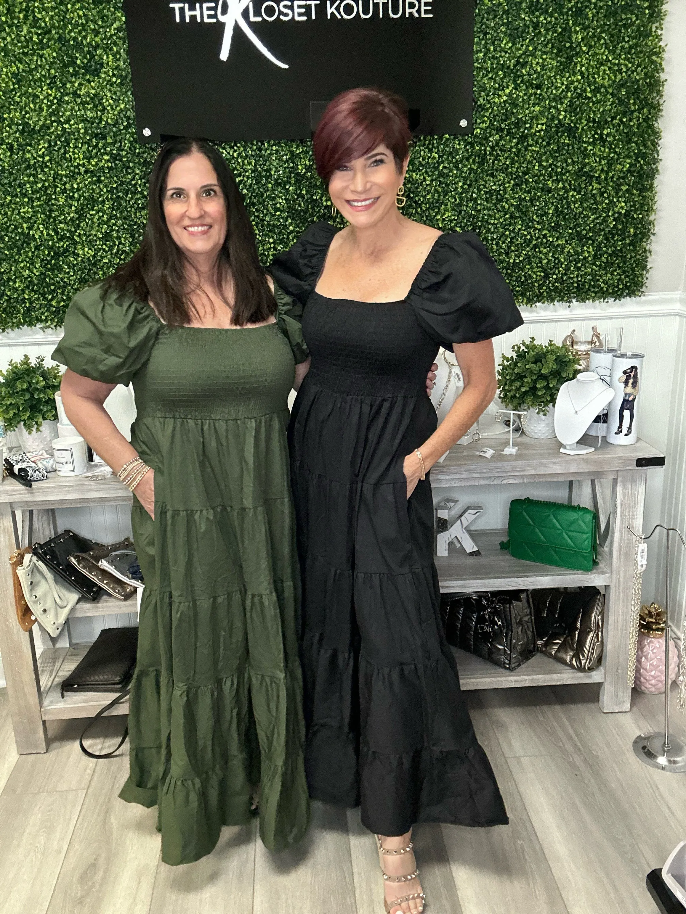 Bubble Sleeve Midi Dress