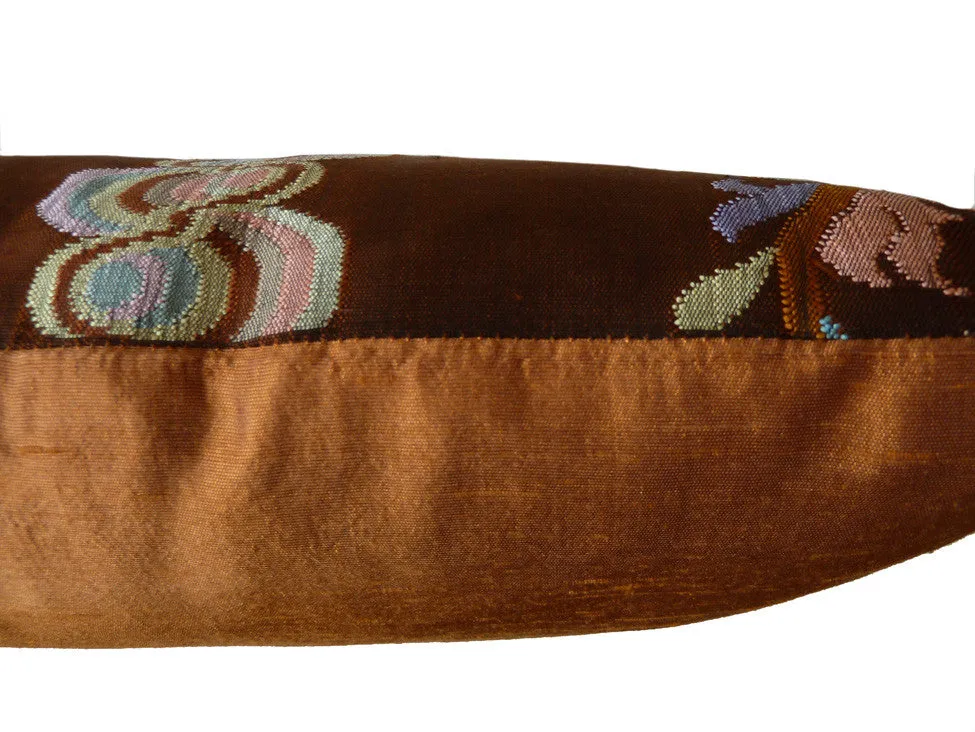 Burmese Silk Pillow Chocolate Peach