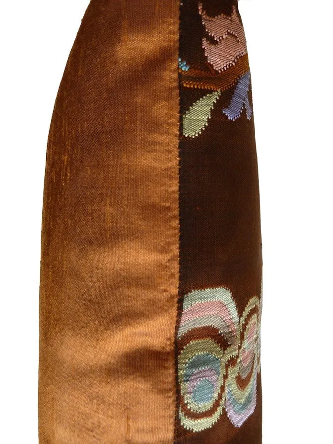 Burmese Silk Pillow Chocolate Peach