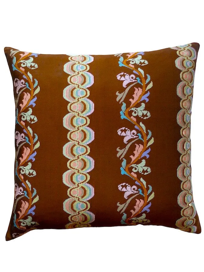 Burmese Silk Pillow Chocolate Peach
