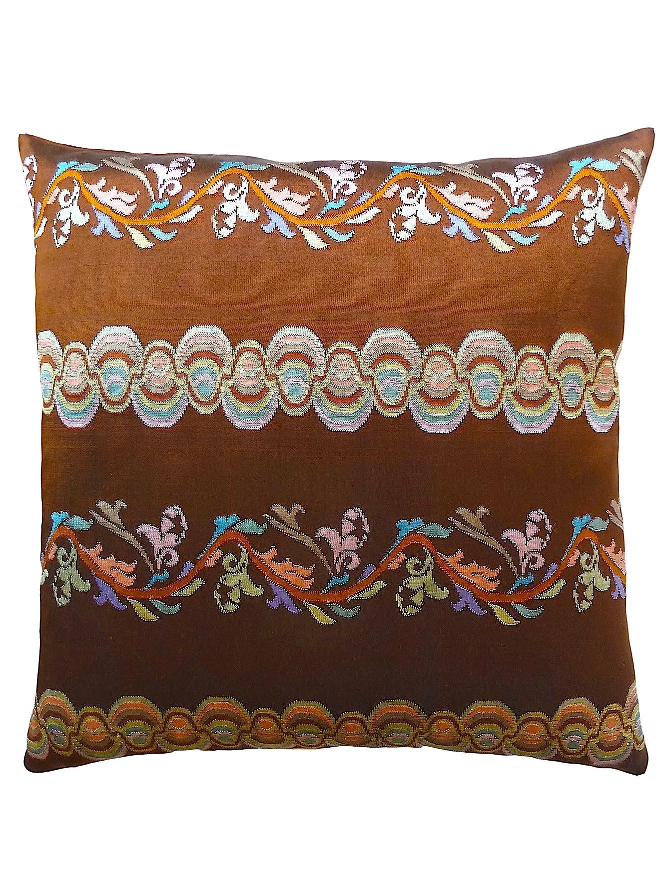 Burmese Silk Pillow Chocolate Peach