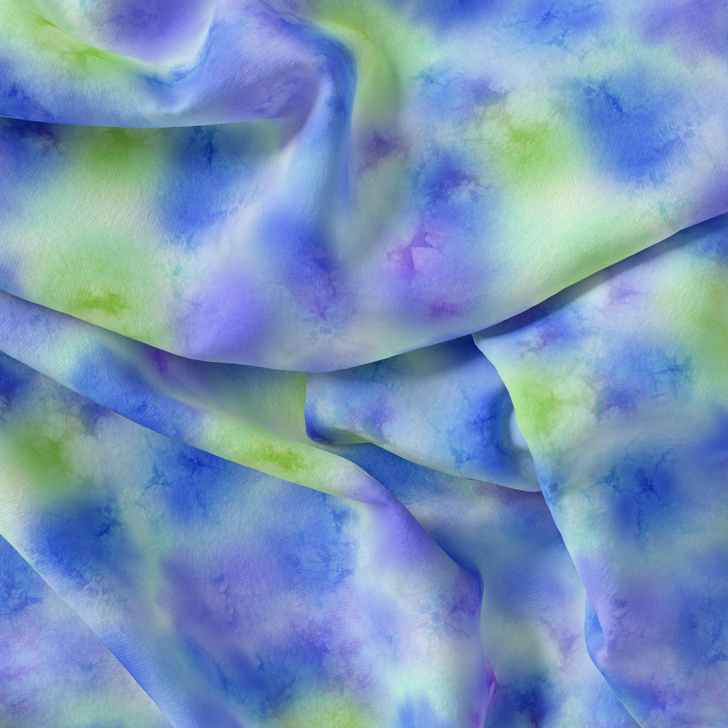 Classic Spotted Blue & Green Digital Printed Fabric
