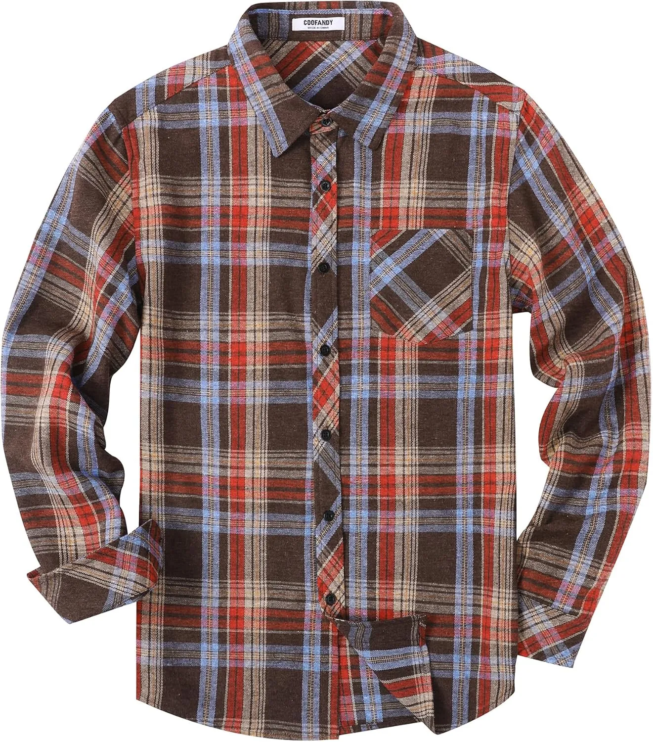 COOFANDY Men's Flannel Plaid Shirts Long Sleeve Button Down Shirts Casual Fall Shirt Jacket